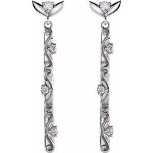 Sterling Silver 1/8 CTW Natural Diamond Vintage-Inspired Earrings