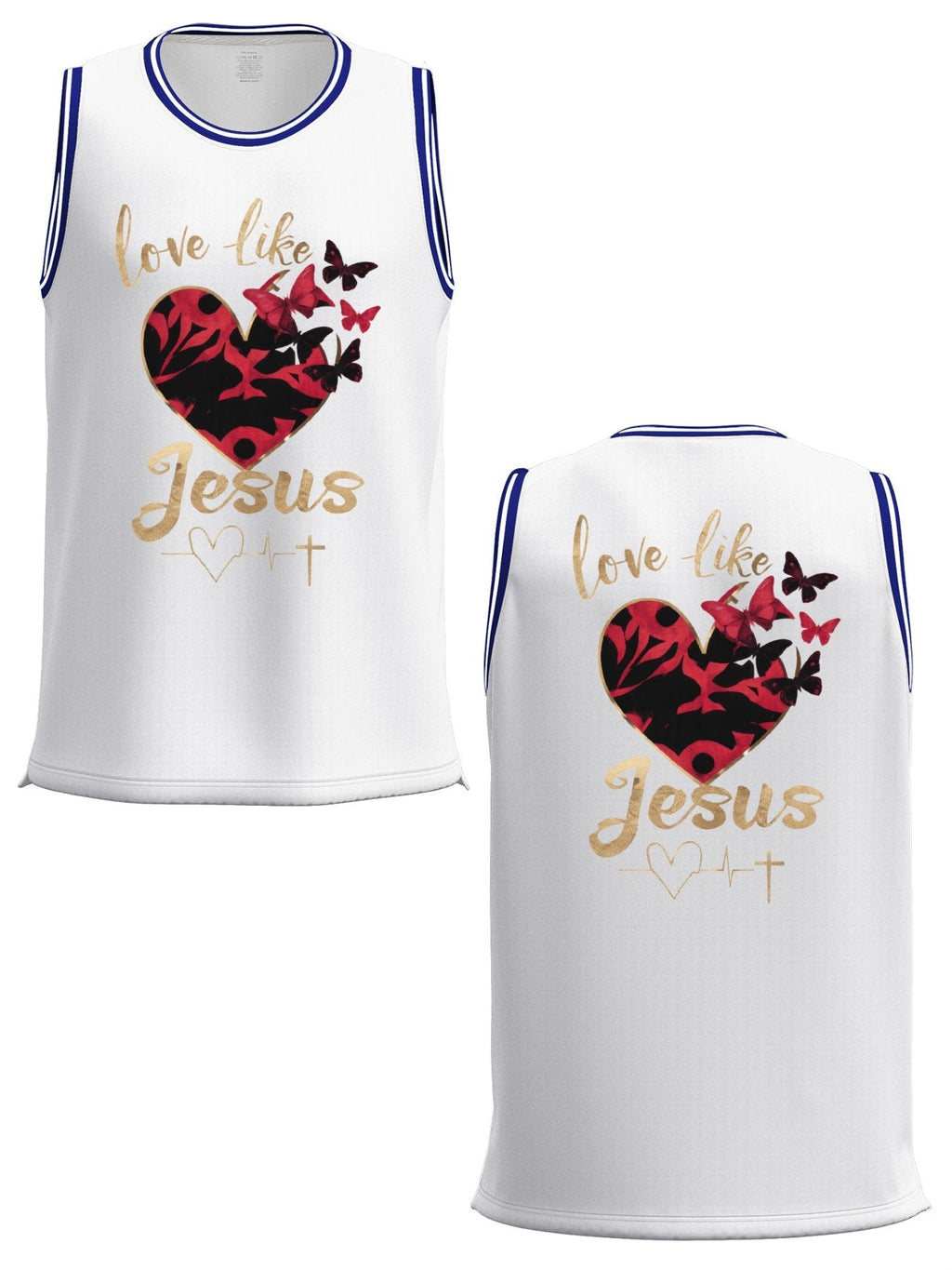 Love Like Jesus Adult White & Blue Basketball Jersey | Ships From USA