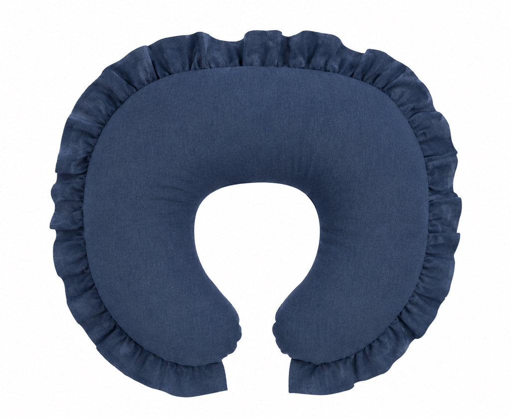 Dark Denim Ruffle Nursing Pillow Cover