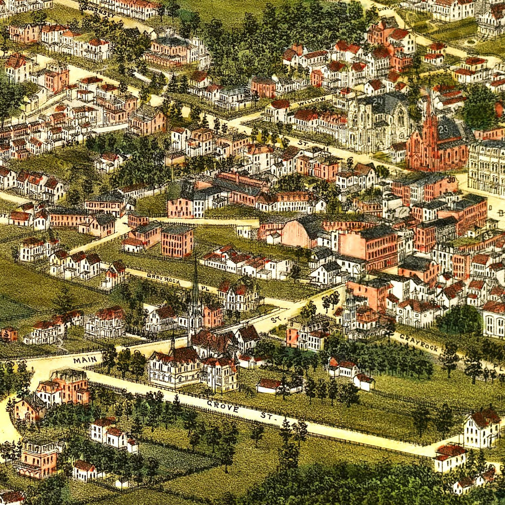 Vintage Map of Stamford, Connecticut 1883