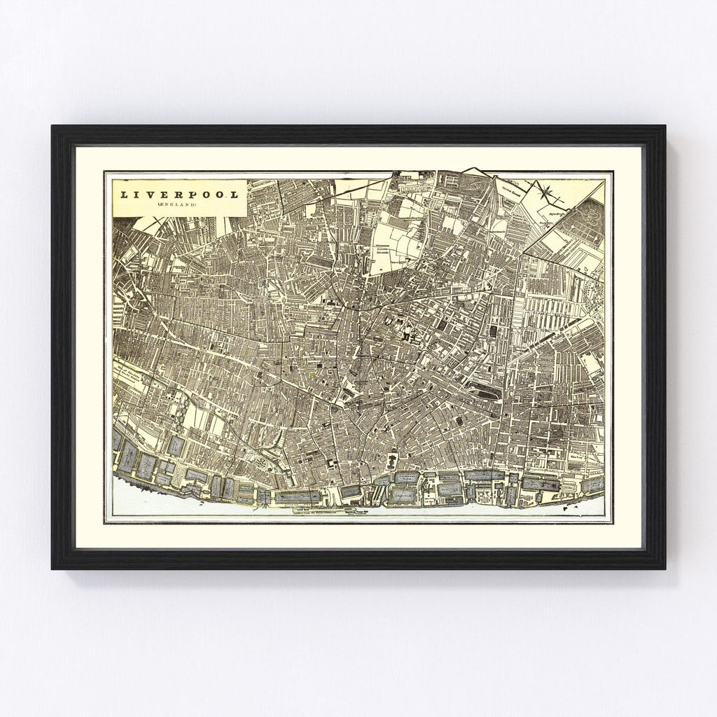 Vintage Map of Liverpool, England 1901