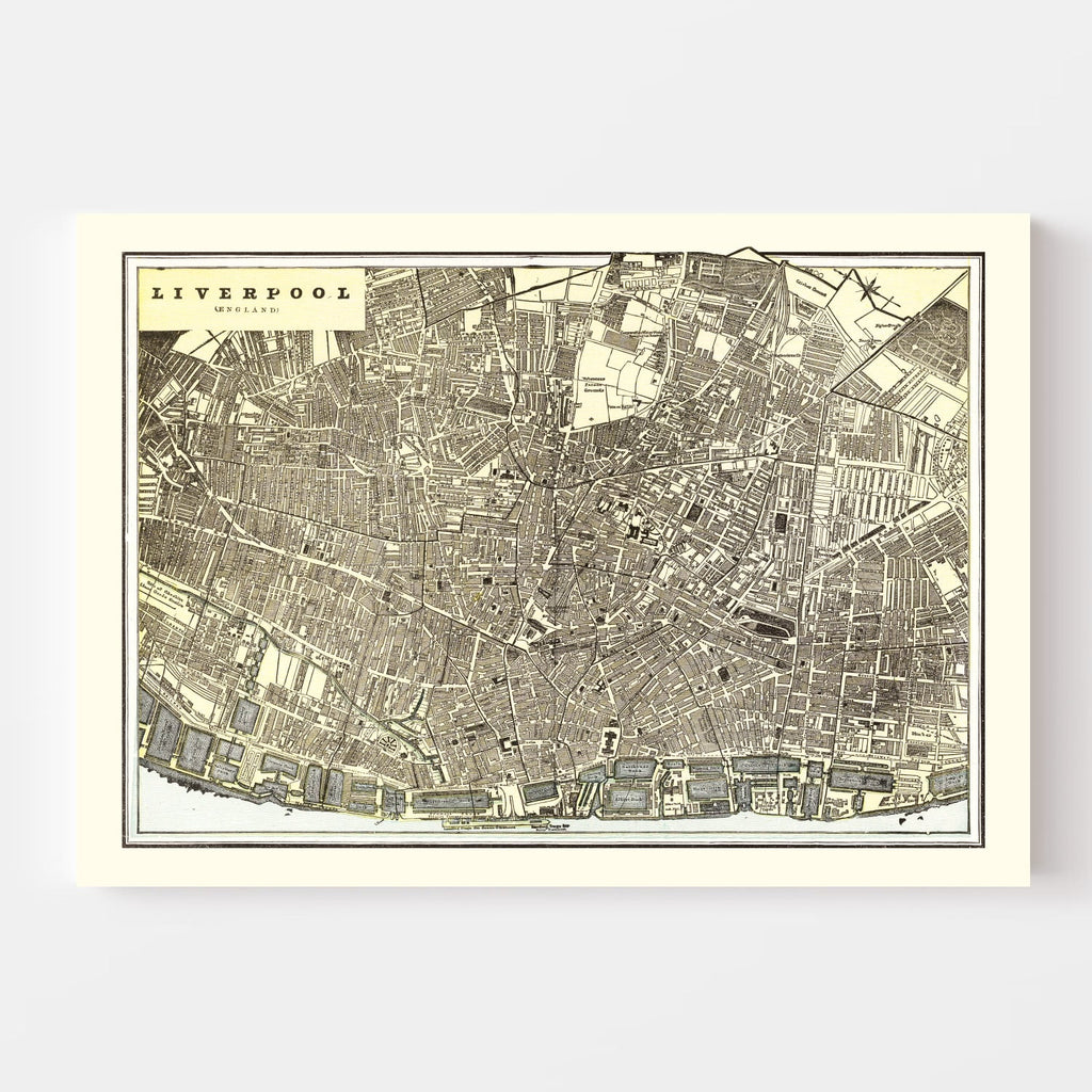 Vintage Map of Liverpool, England 1901
