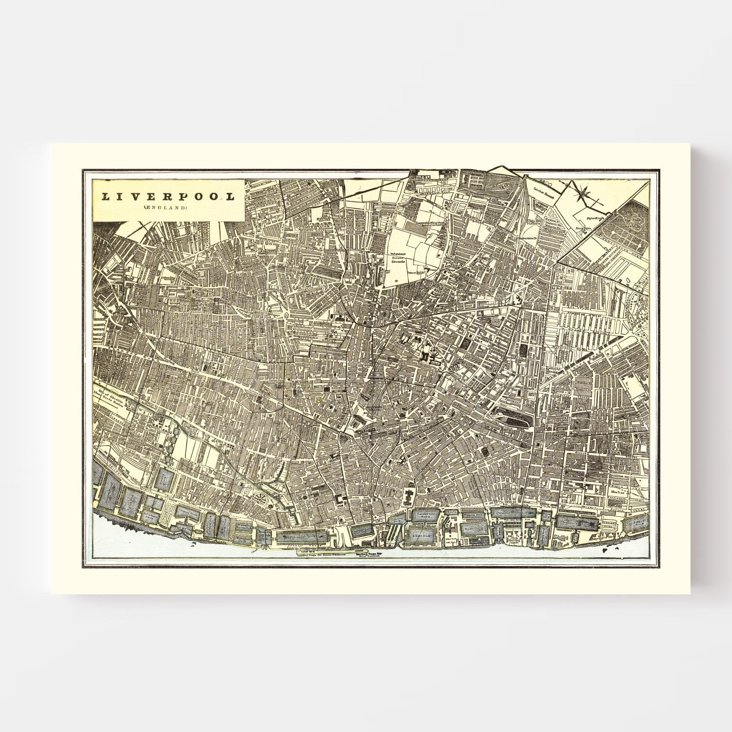 Vintage Map of Liverpool, England 1901