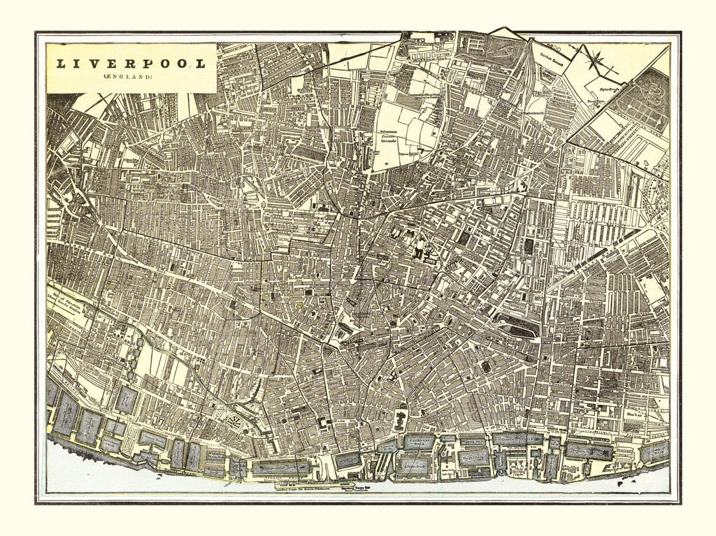 Vintage Map of Liverpool, England 1901