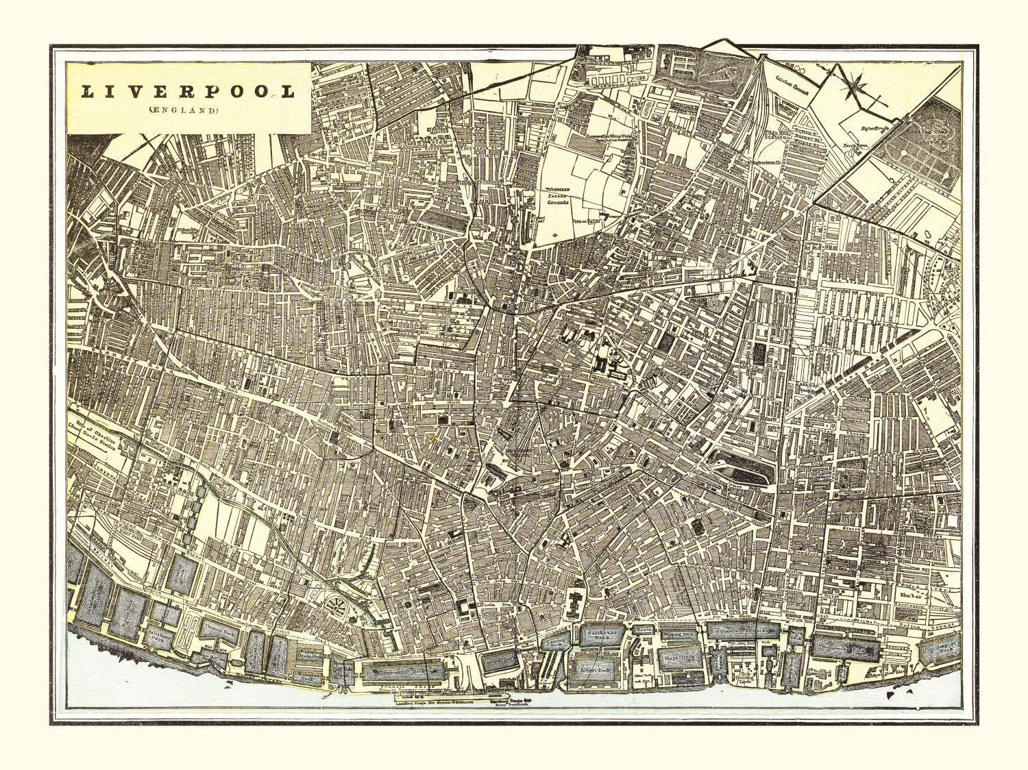 Vintage Map of Liverpool, England 1901