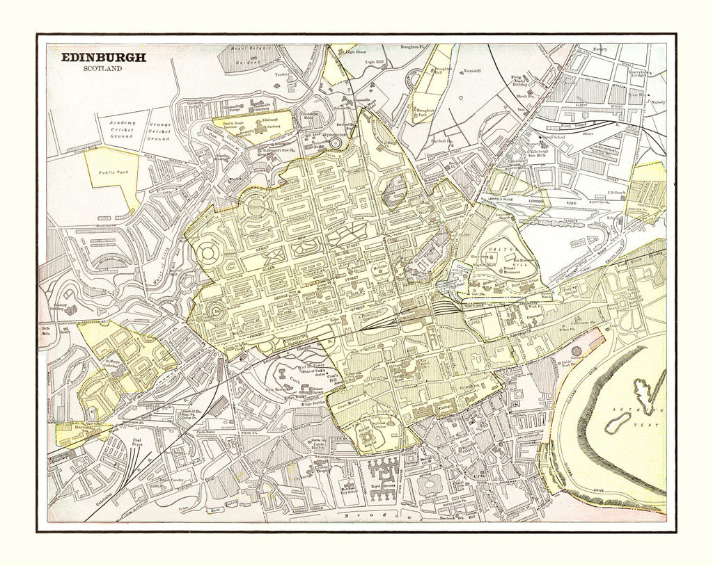 Vintage Map of Edinburgh, Scotland 1901