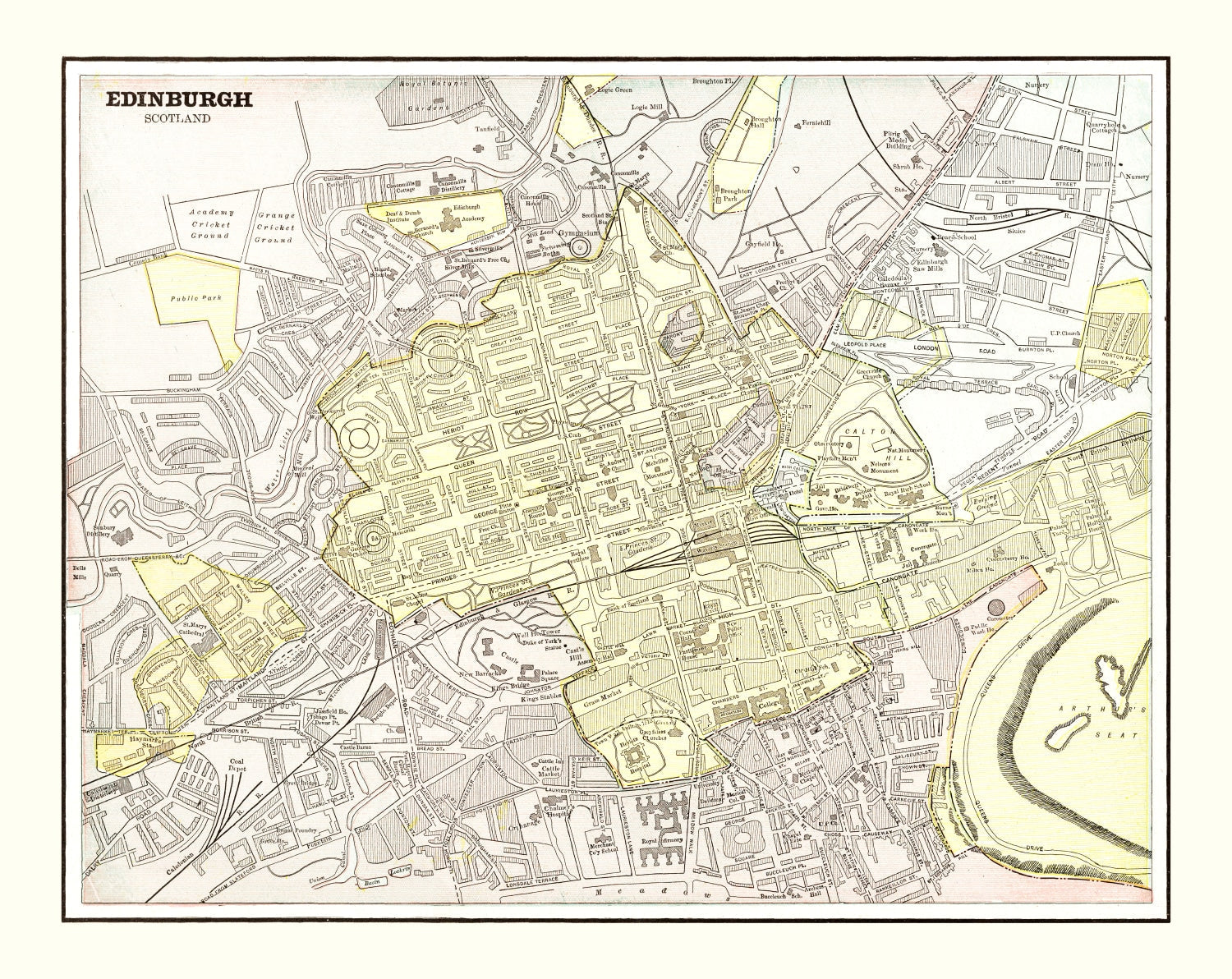 Vintage Map of Edinburgh, Scotland 1901