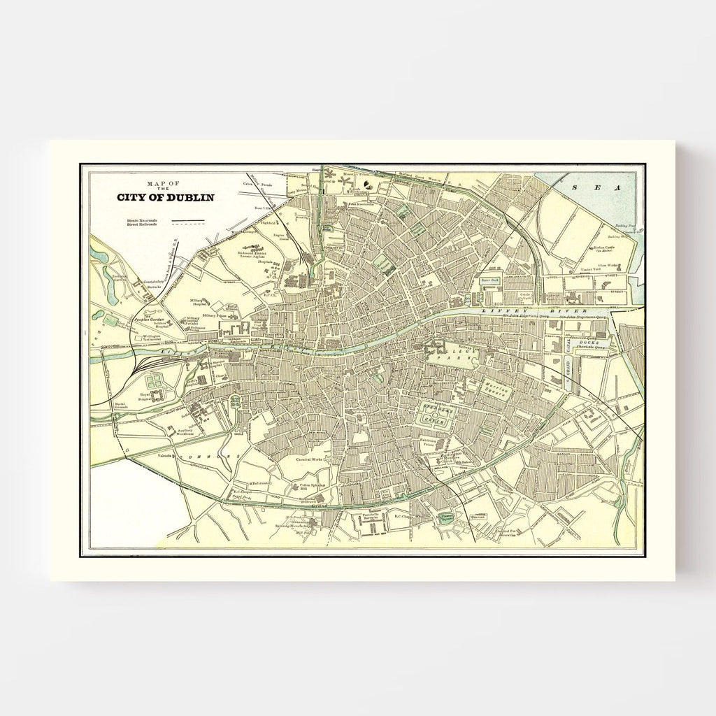 Vintage Map of Dublin, Ireland 1901