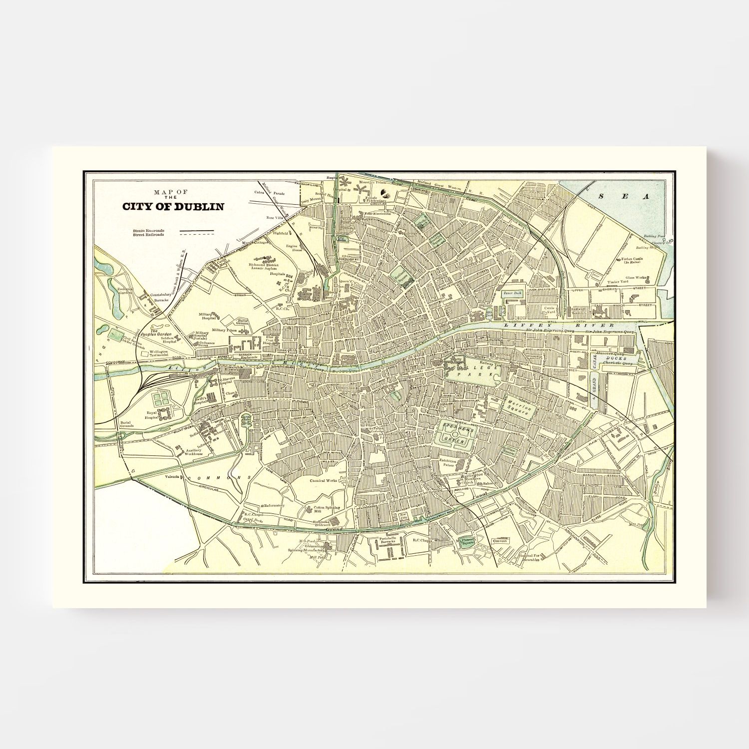 Vintage Map of Dublin, Ireland 1901
