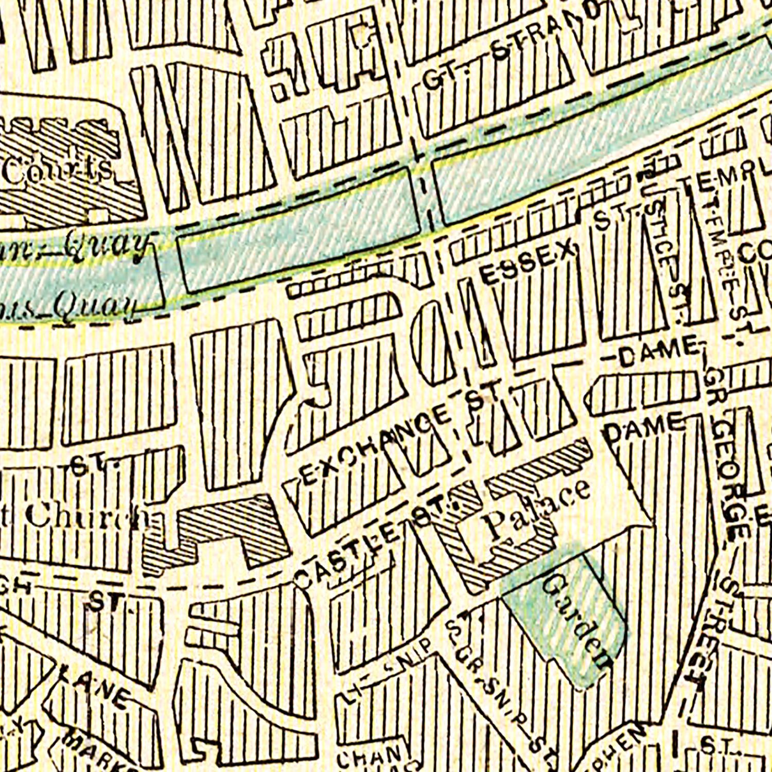 Vintage Map of Dublin, Ireland 1901
