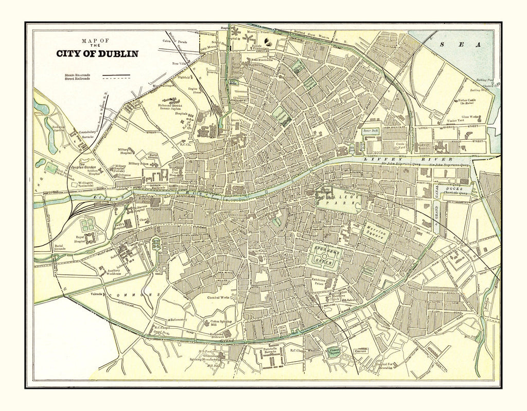 Vintage Map of Dublin, Ireland 1901