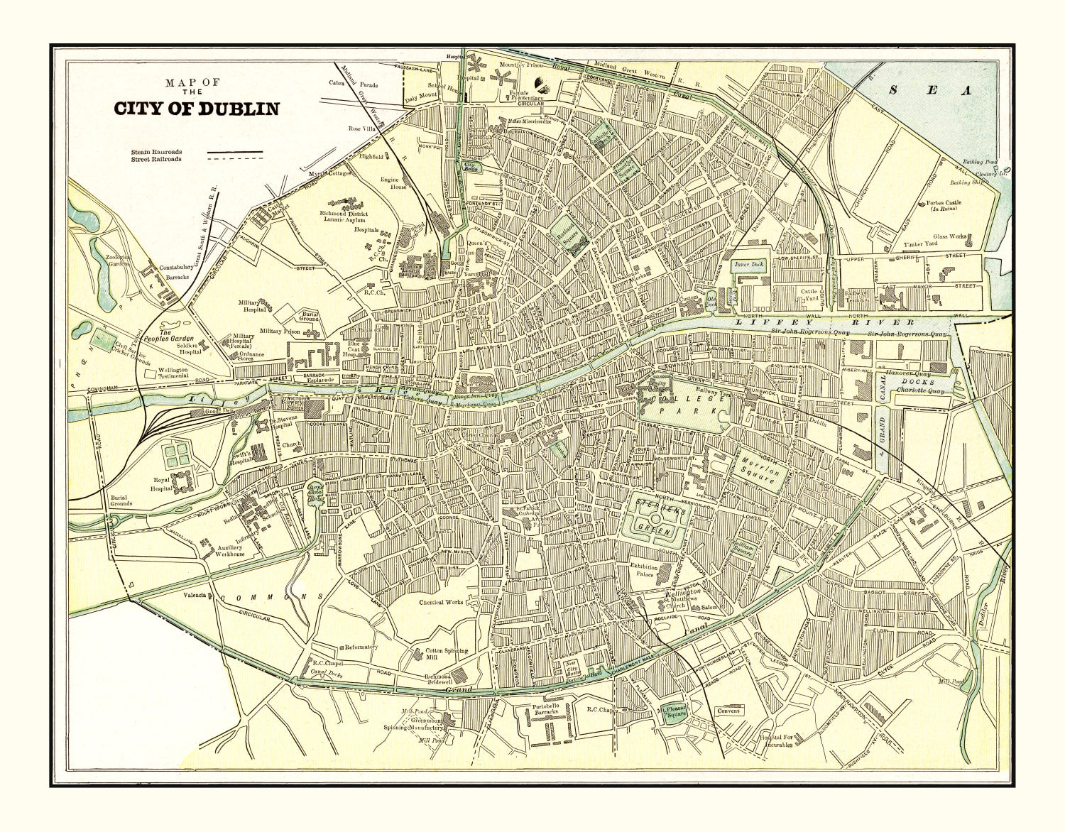 Vintage Map of Dublin, Ireland 1901