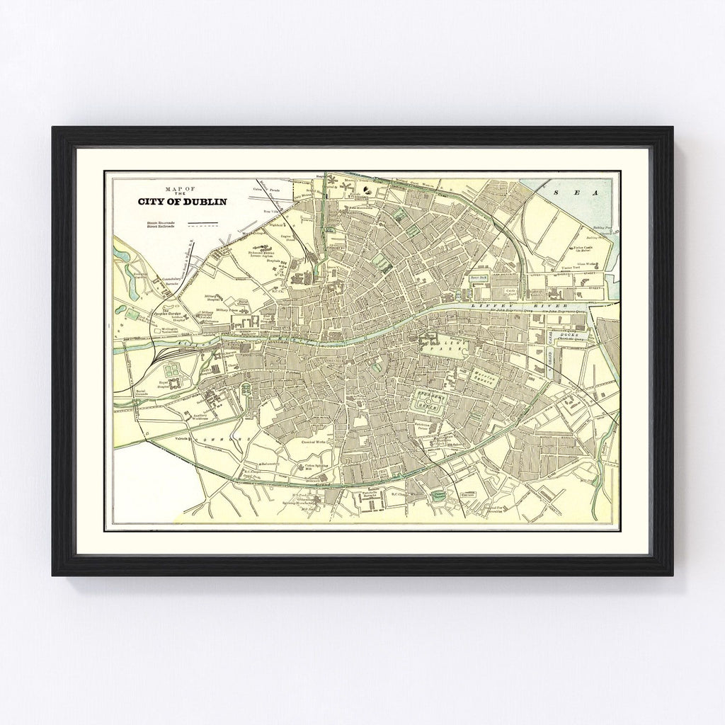 Vintage Map of Dublin, Ireland 1901