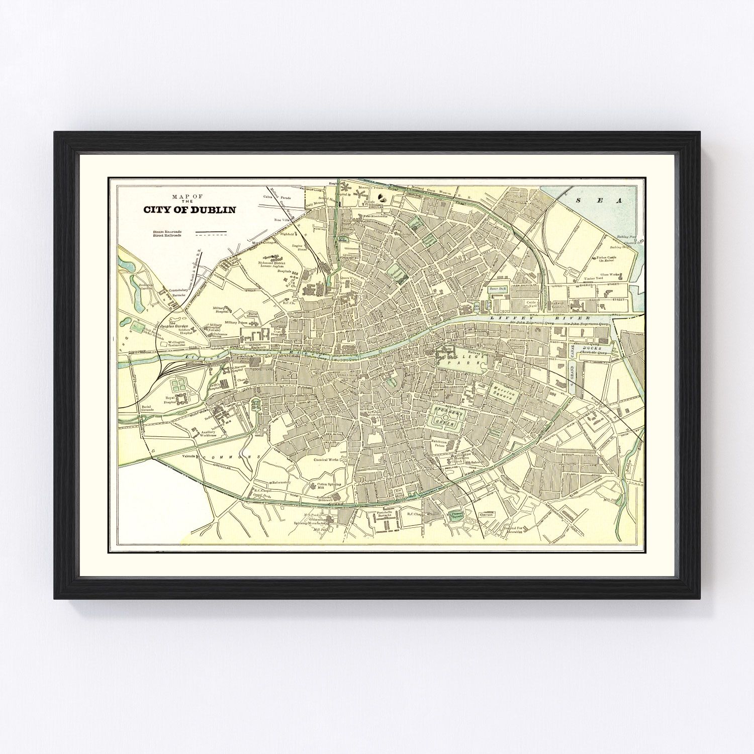 Vintage Map of Dublin, Ireland 1901
