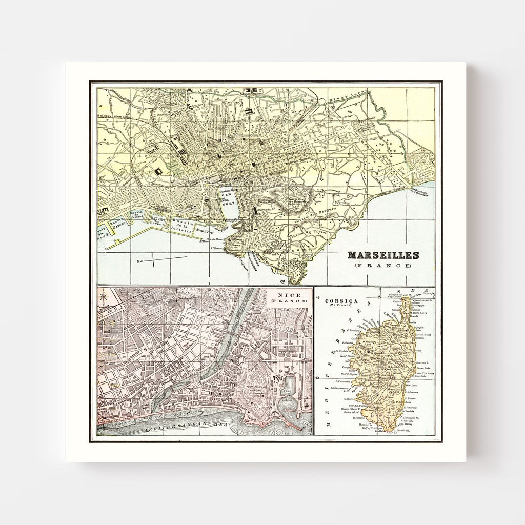 Vintage Map of Marseille, France 1901