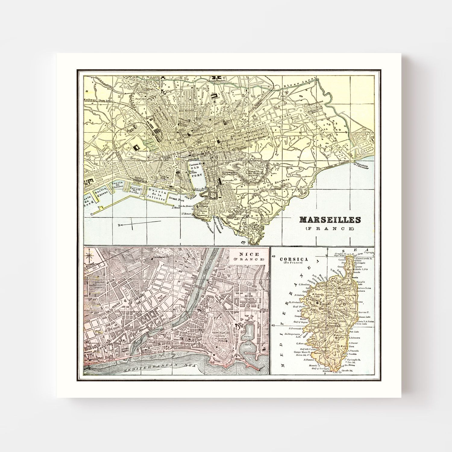 Vintage Map of Marseille, France 1901