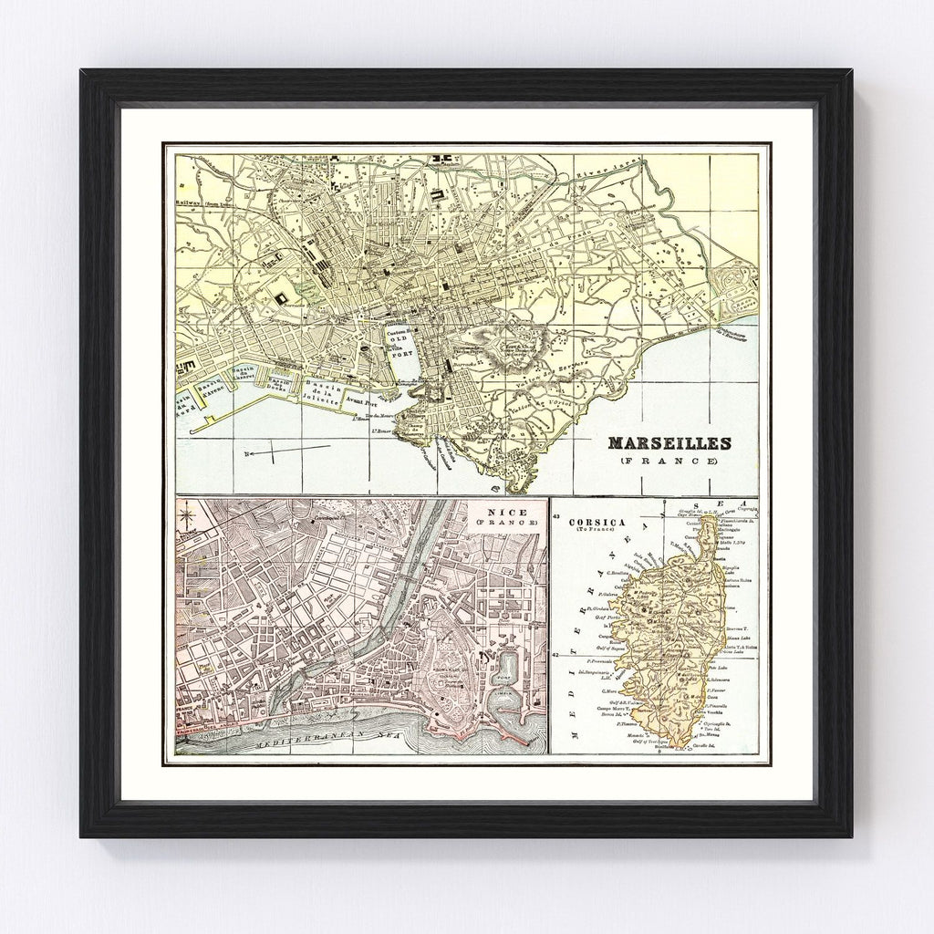 Vintage Map of Marseille, France 1901