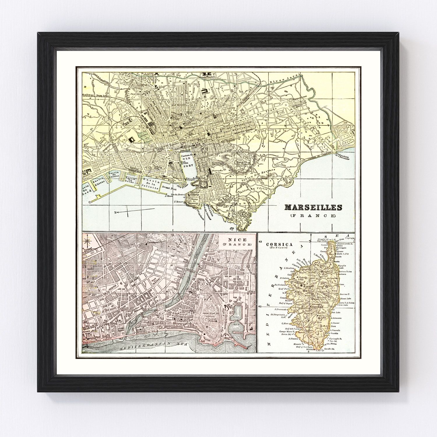 Vintage Map of Marseille, France 1901