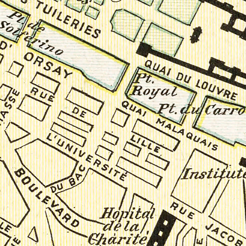 Vintage Map of Paris, France 1901