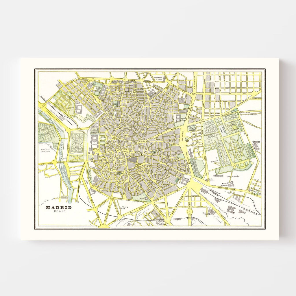 Vintage Map of Madrid, Spain 1901