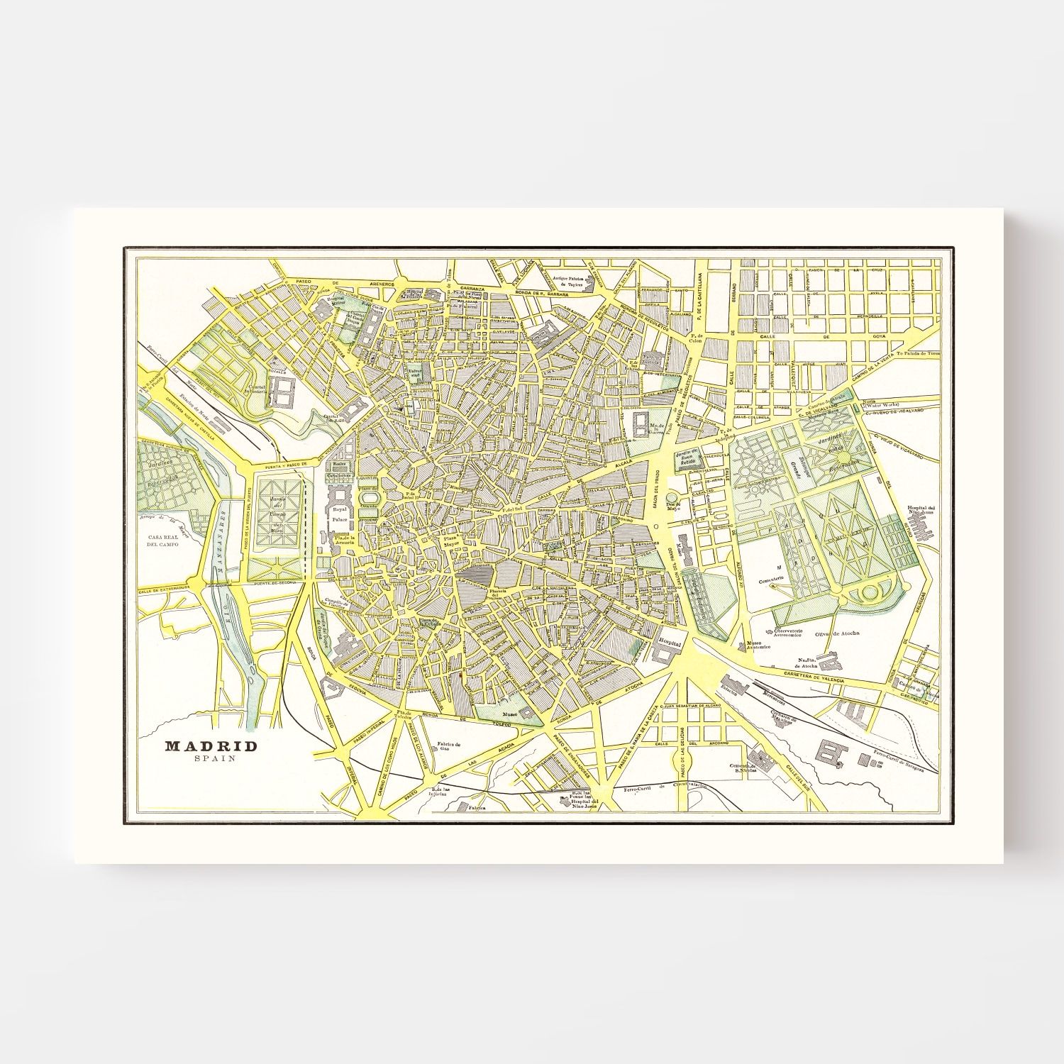 Vintage Map of Madrid, Spain 1901