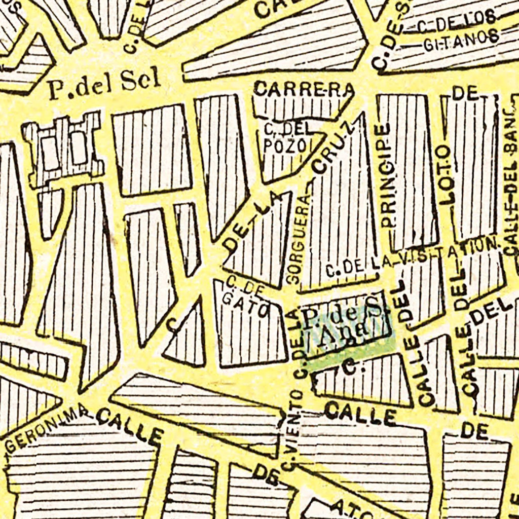 Vintage Map of Madrid, Spain 1901