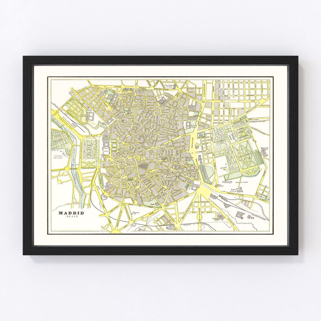 Vintage Map of Madrid, Spain 1901