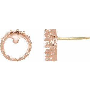 10K Rose/Yellow Gold 10 mm Round Crown Earring Mounting