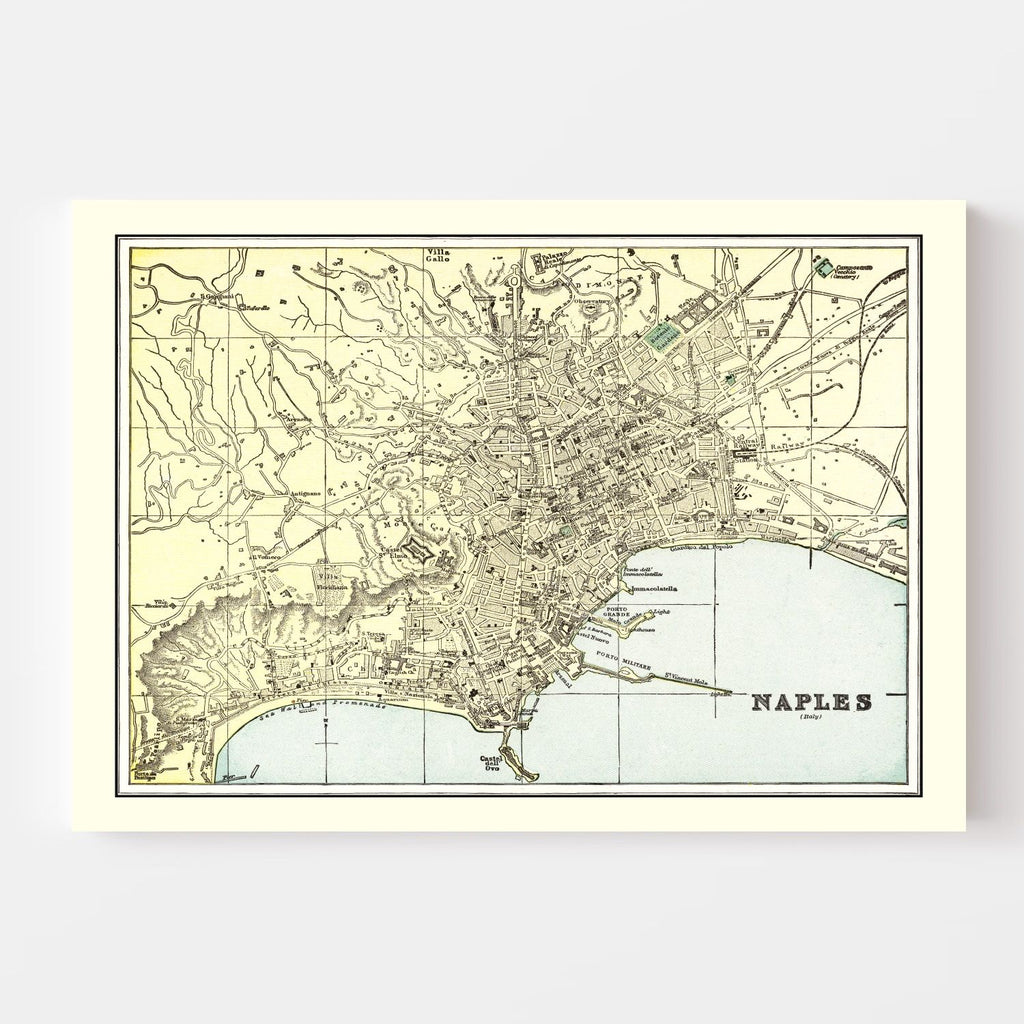 Vintage Map of Naples, Italy 1901