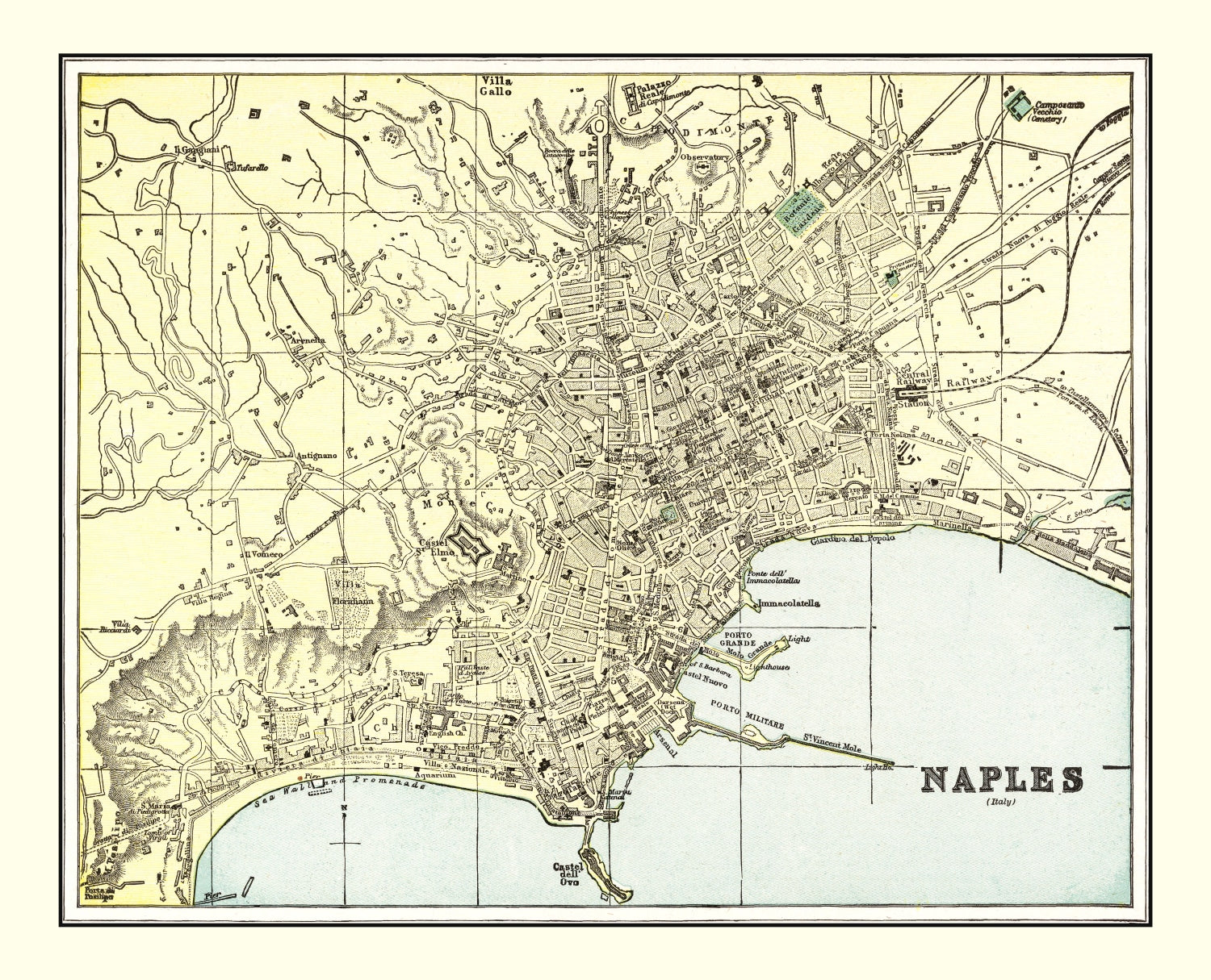 Vintage Map of Naples, Italy 1901