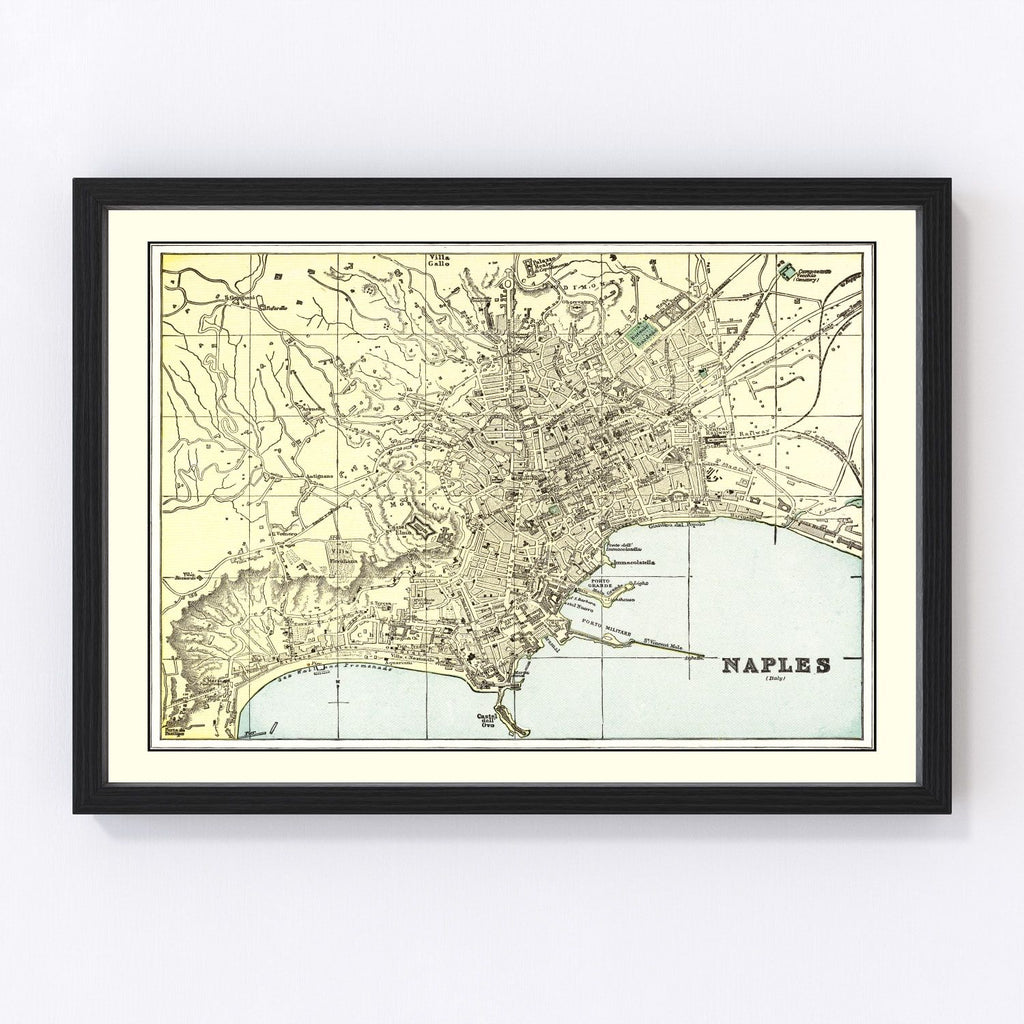 Vintage Map of Naples, Italy 1901
