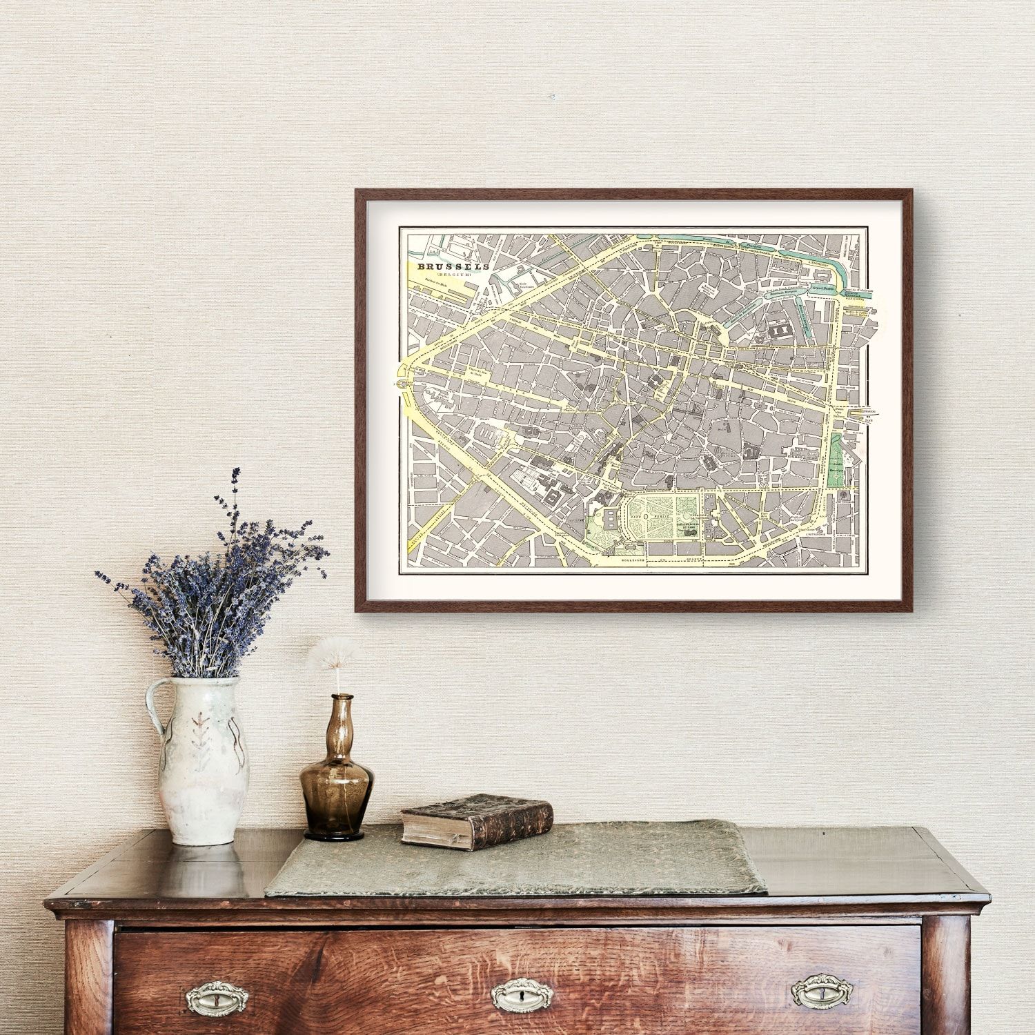 Vintage Map of Brussels, Belgium 1901