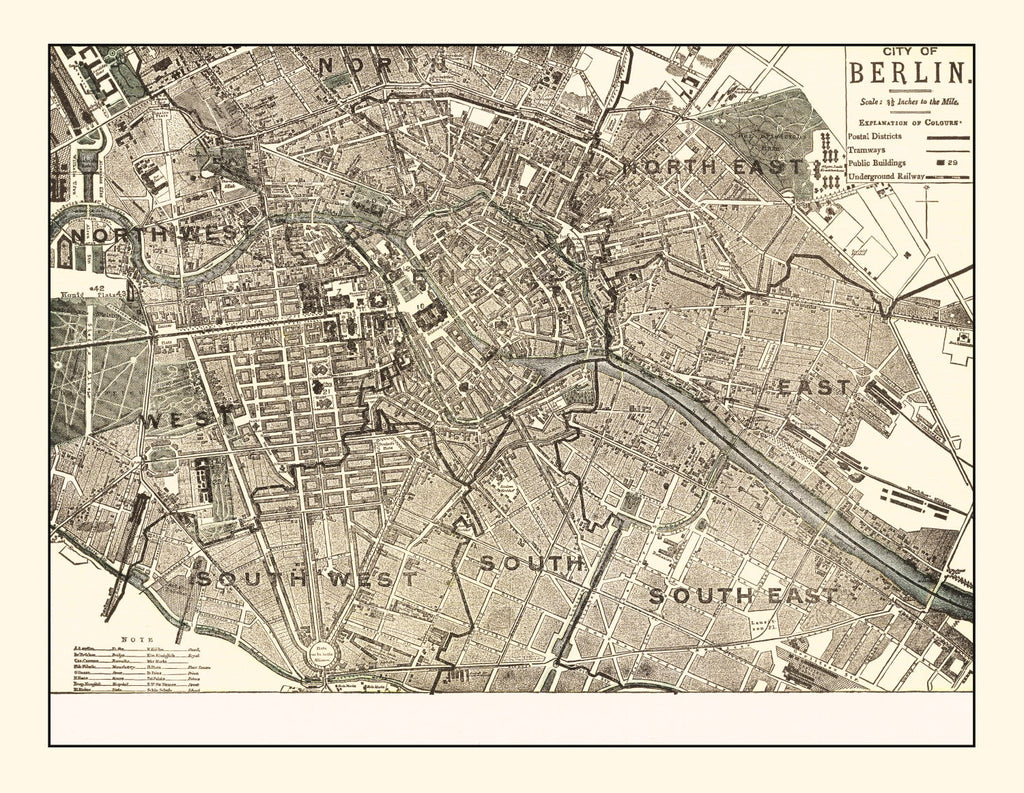 Vintage Map of Berlin, Germany 1901