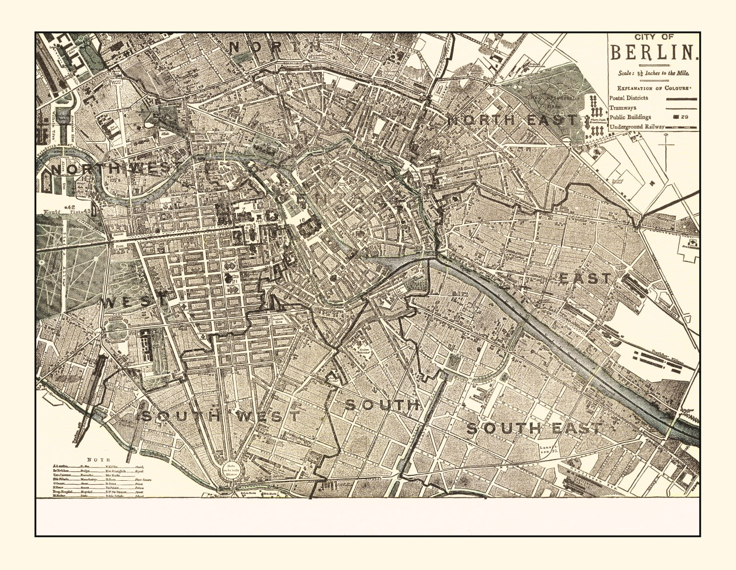 Vintage Map of Berlin, Germany 1901