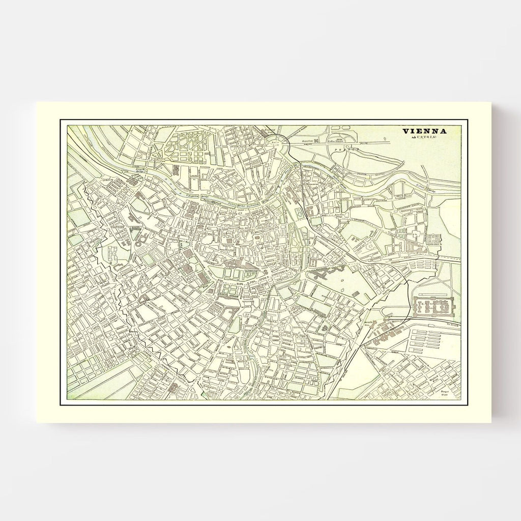 Vintage Map of Vienna, Austria 1901