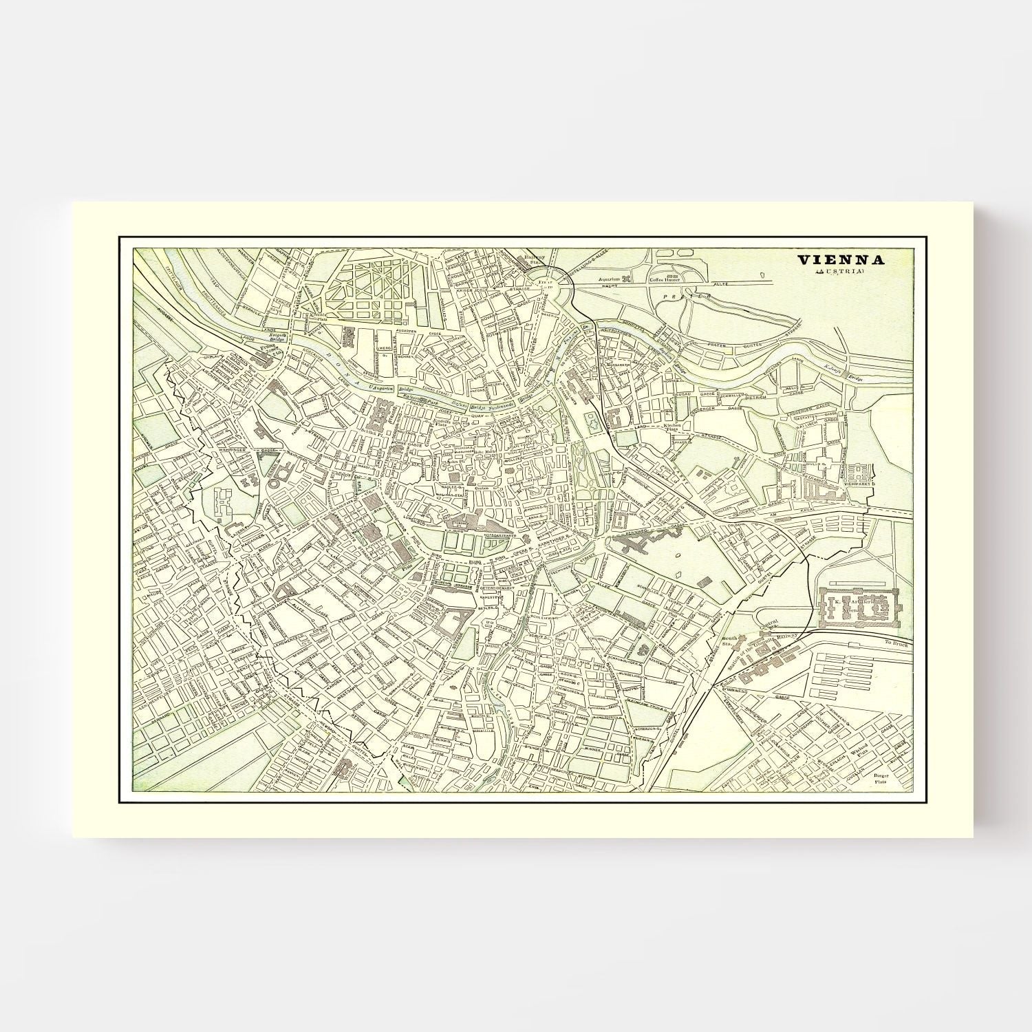 Vintage Map of Vienna, Austria 1901