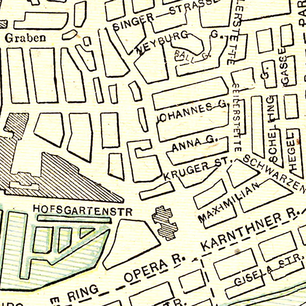 Vintage Map of Vienna, Austria 1901