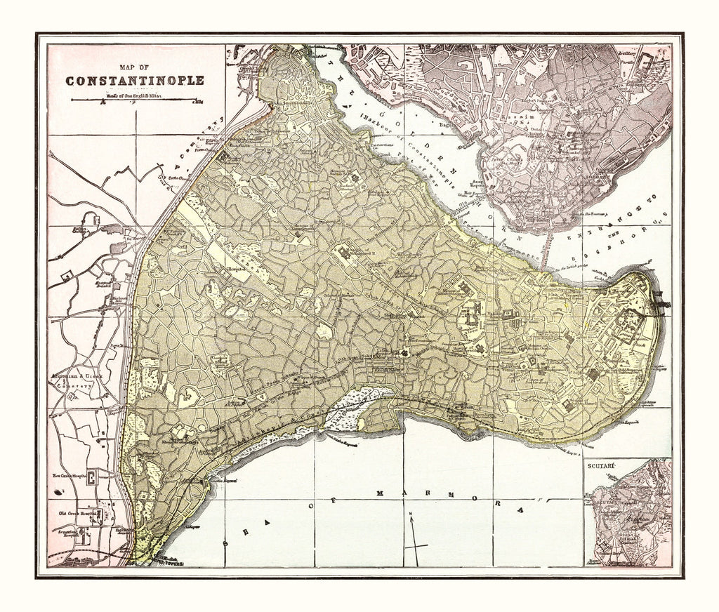 Vintage Map of Istanbul, Turkey 1901