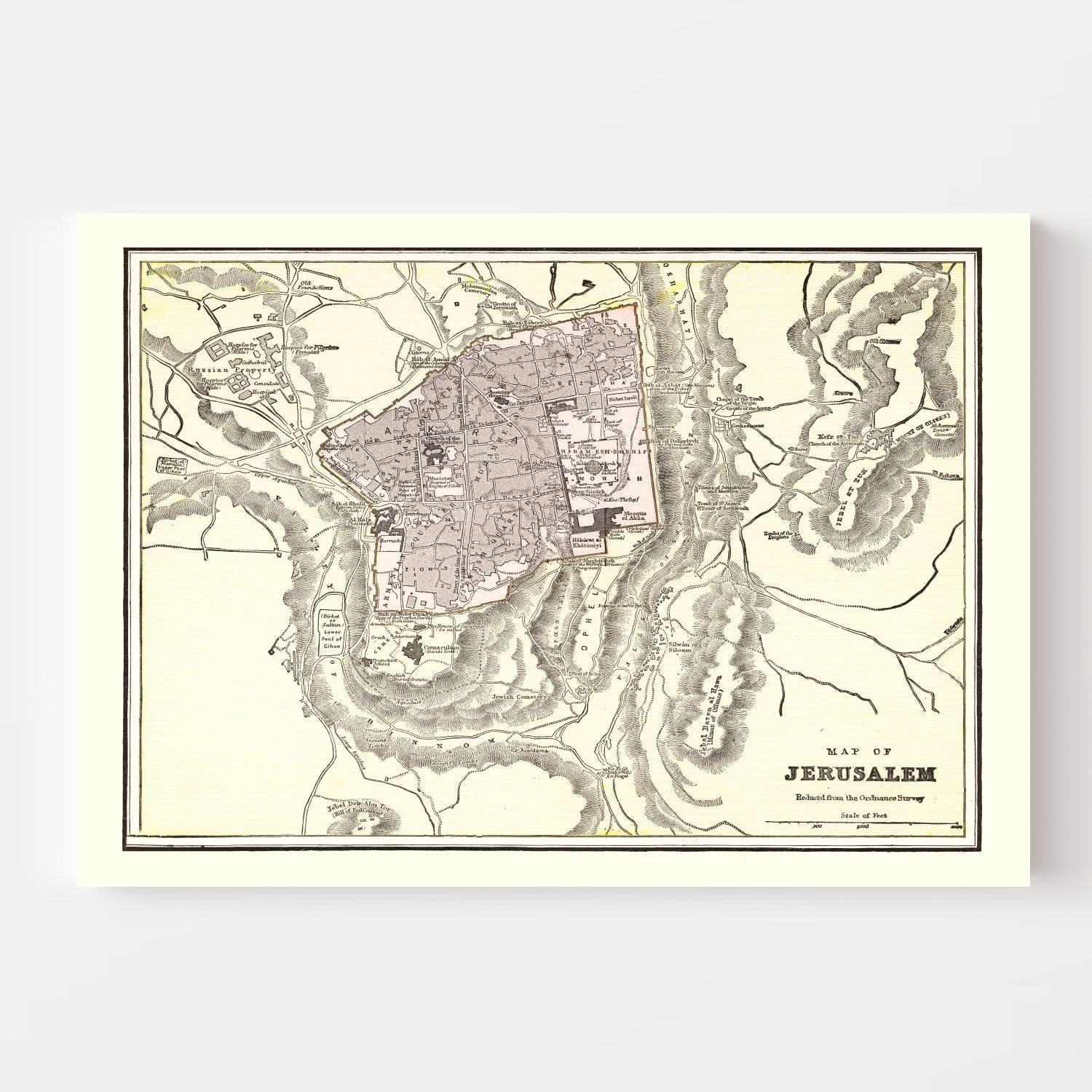 Vintage Map of Jerusalem, Israel 1901