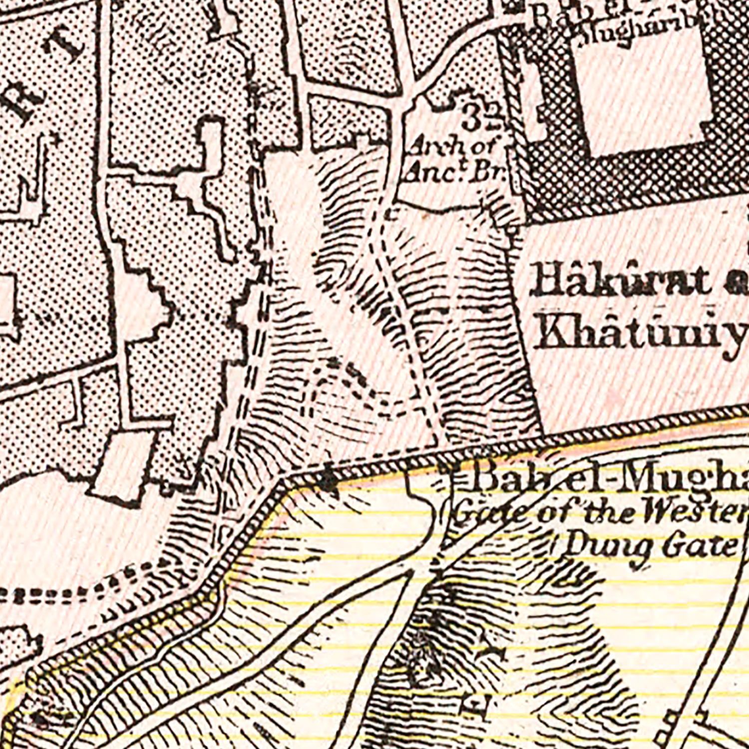Vintage Map of Jerusalem, Israel 1901
