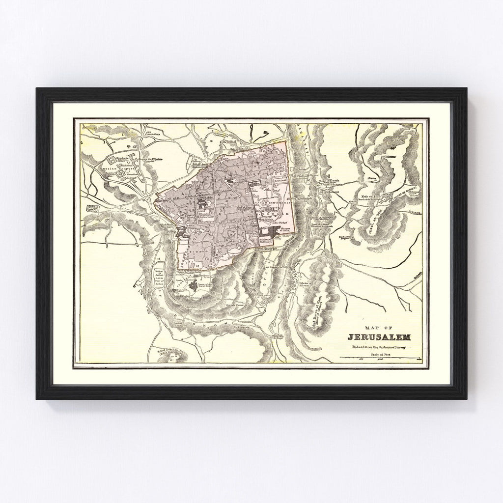 Vintage Map of Jerusalem, Israel 1901