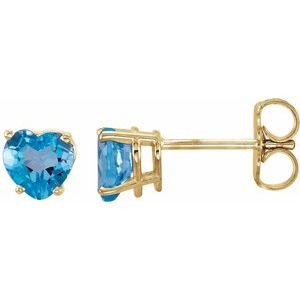 14K Yellow Gold Natural Swiss Blue Topaz Earrings