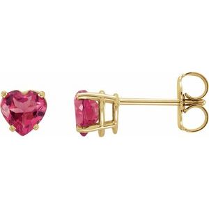 14K Yellow Gold Natural Pink Tourmaline Earrings