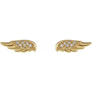 14K Yellow Gold .03 CTW Natural Diamond Angel Wing Earrings – image 2