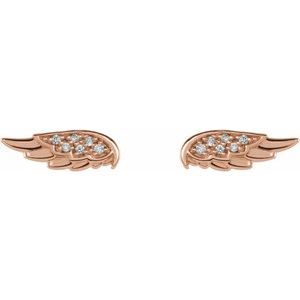 14K Rose Gold .03 CTW Natural Diamond Angel Wing Earrings – image 2