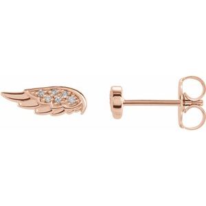 14K Rose Gold .03 CTW Natural Diamond Angel Wing Earrings