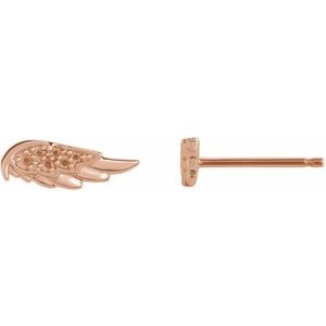 14K Rose Gold Accented Angel Wing Earring Mounting