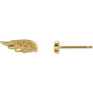 14K Yellow Gold Accented Angel Wing Earring Mounting