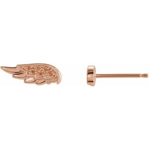 14K Rose Gold Accented Angel Wing Earring Mounting