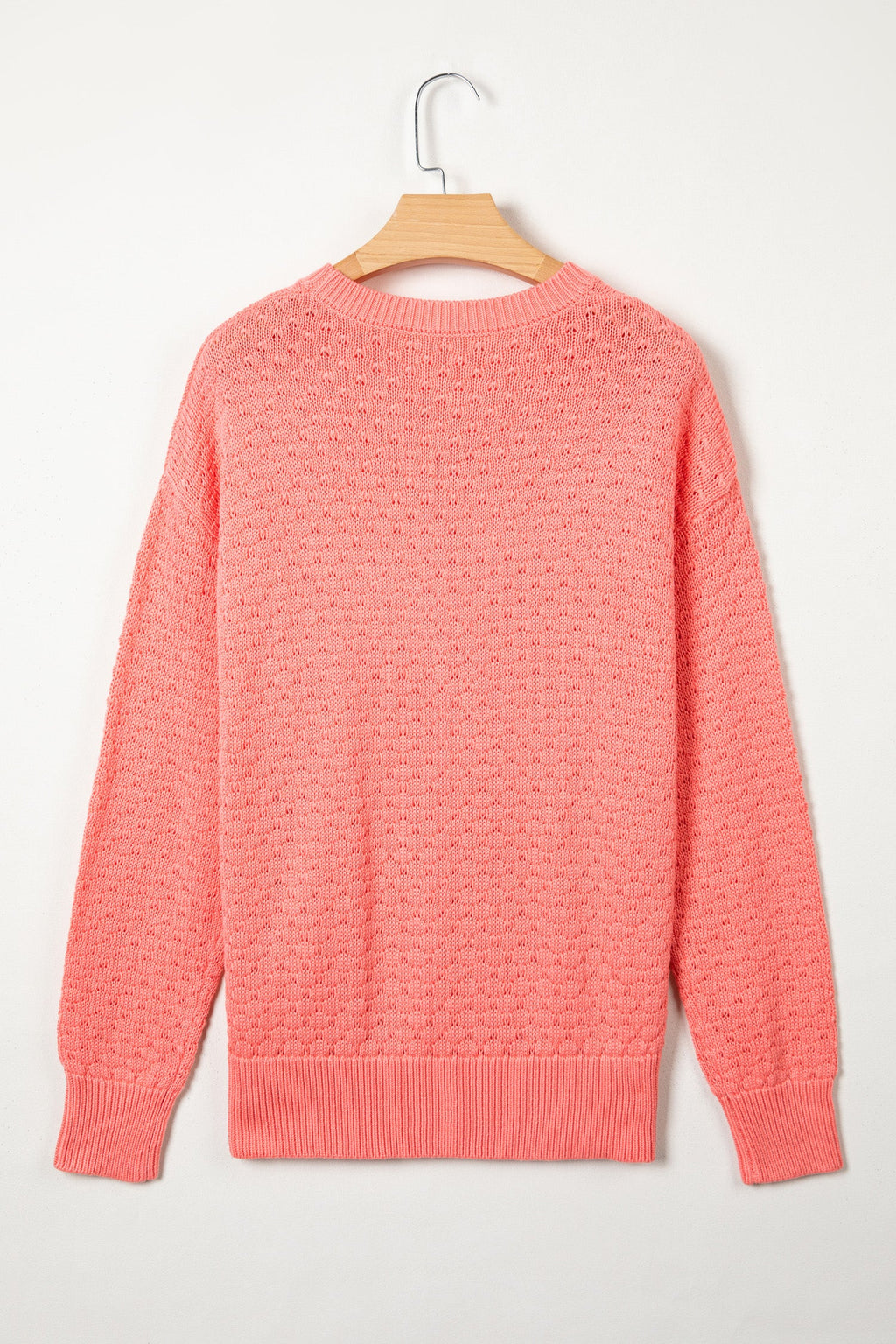 Ribbed Knit Drop Shoulder Long Sleeve Sweater